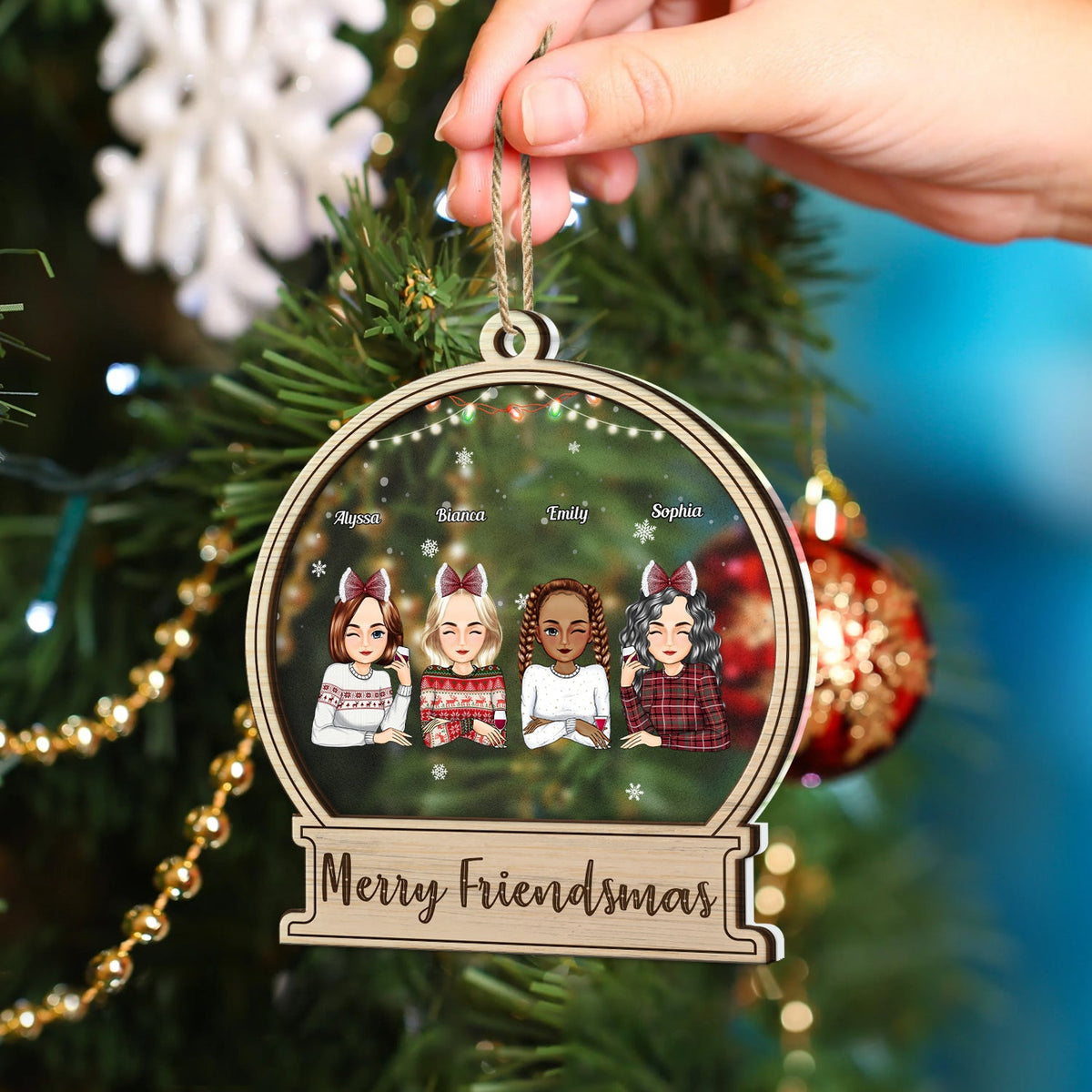 Merry Friendsmas - Christmas Gift For Besties - Personalized 2-Layered Mix Ornament