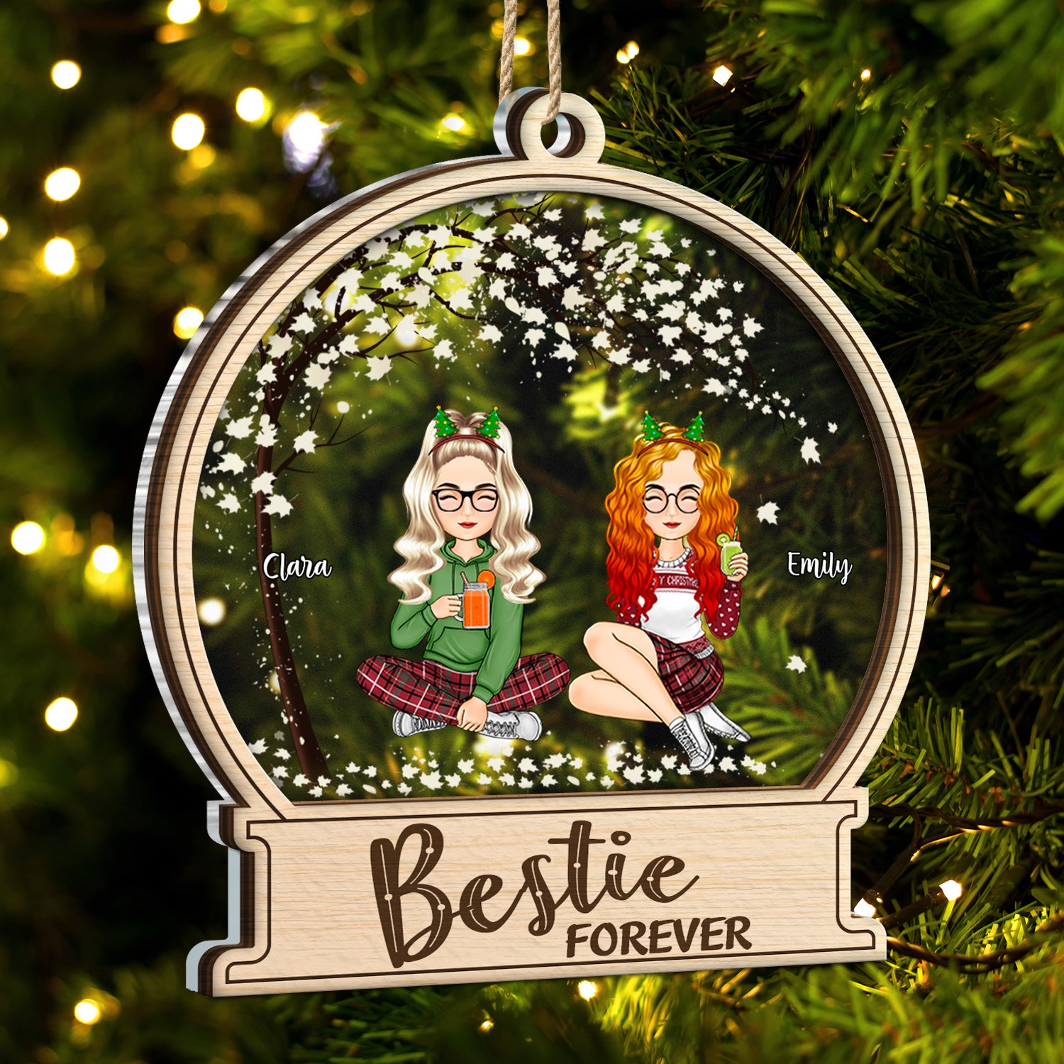 Besties Forever - Gift For Besties - Personalized 2-Layered Mix Ornament