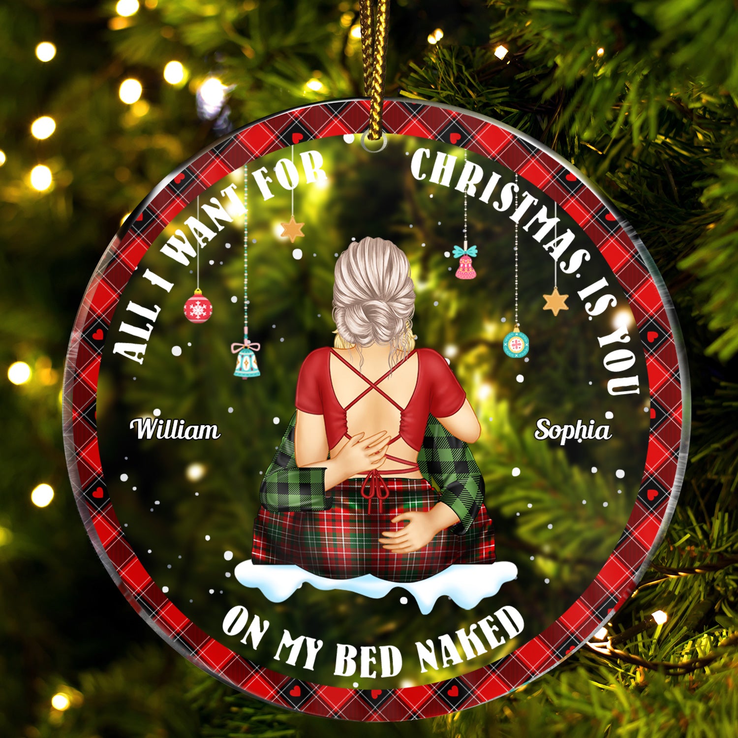 All I Want For Christmas - Christmas Gift For Couples - Personalized Circle Acrylic Ornament