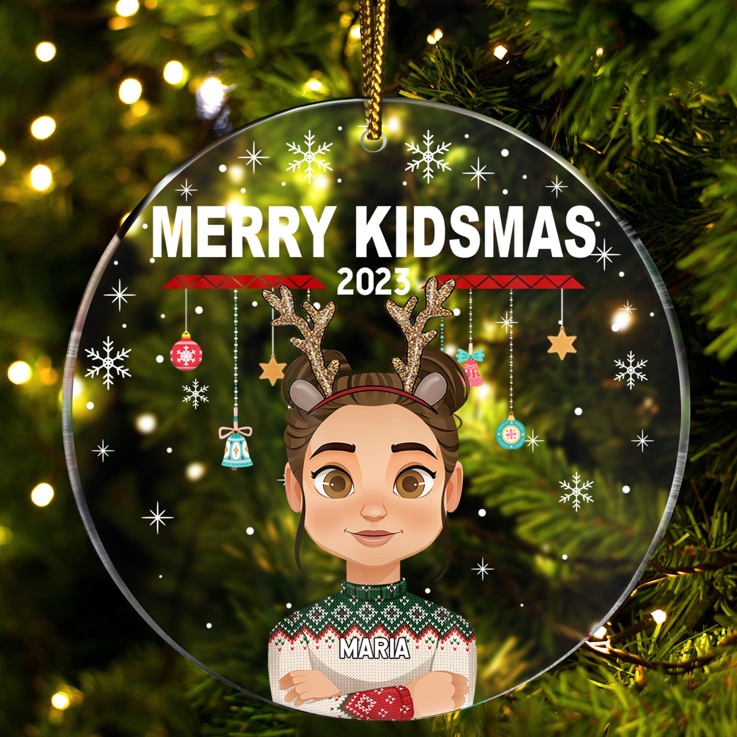 Merry Kidsmas - Christmas Gift For Kids - Personalized Circle Acrylic Ornament