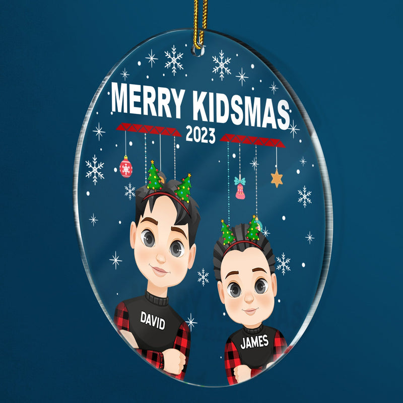 Merry Kidsmas - Christmas Gift For Kids - Personalized Circle Acrylic Ornament