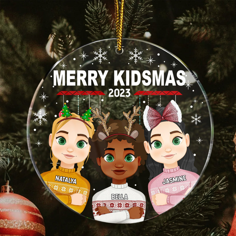 Merry Kidsmas - Christmas Gift For Kids - Personalized Circle Acrylic Ornament
