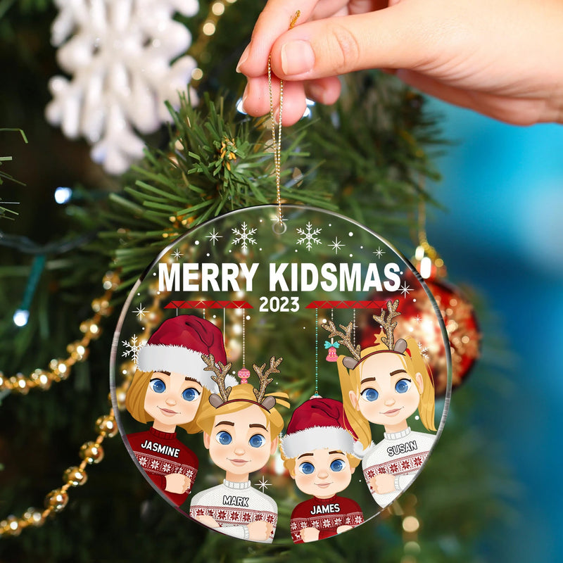 Merry Kidsmas - Christmas Gift For Kids - Personalized Circle Acrylic Ornament
