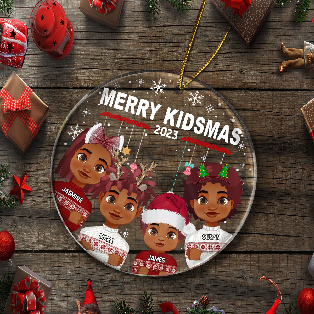 Merry Kidsmas - Christmas Gift For Kids - Personalized Circle Acrylic Ornament