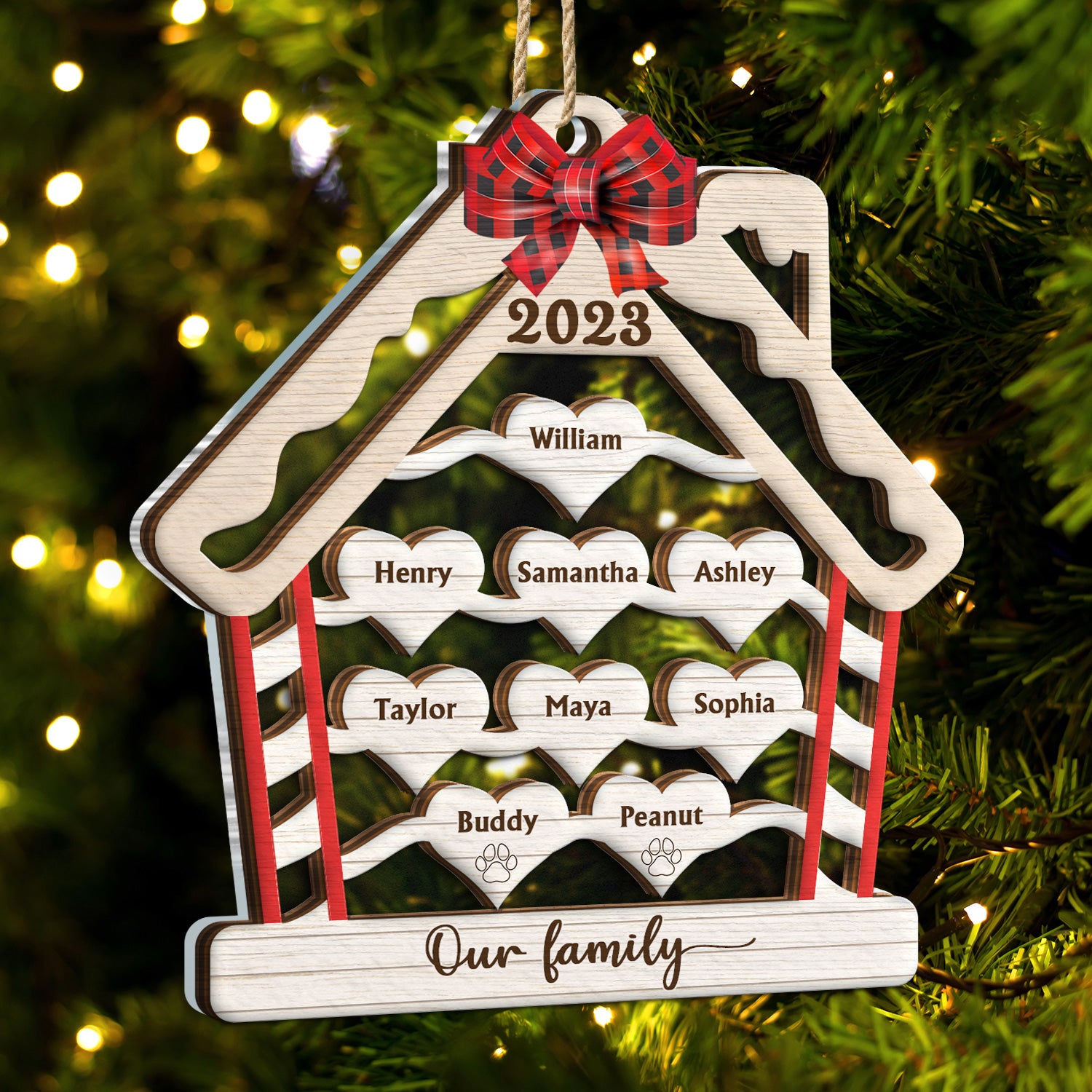 Wood Family - Christmas Gift For Family - Personalized 2-Layered Mix Ornament