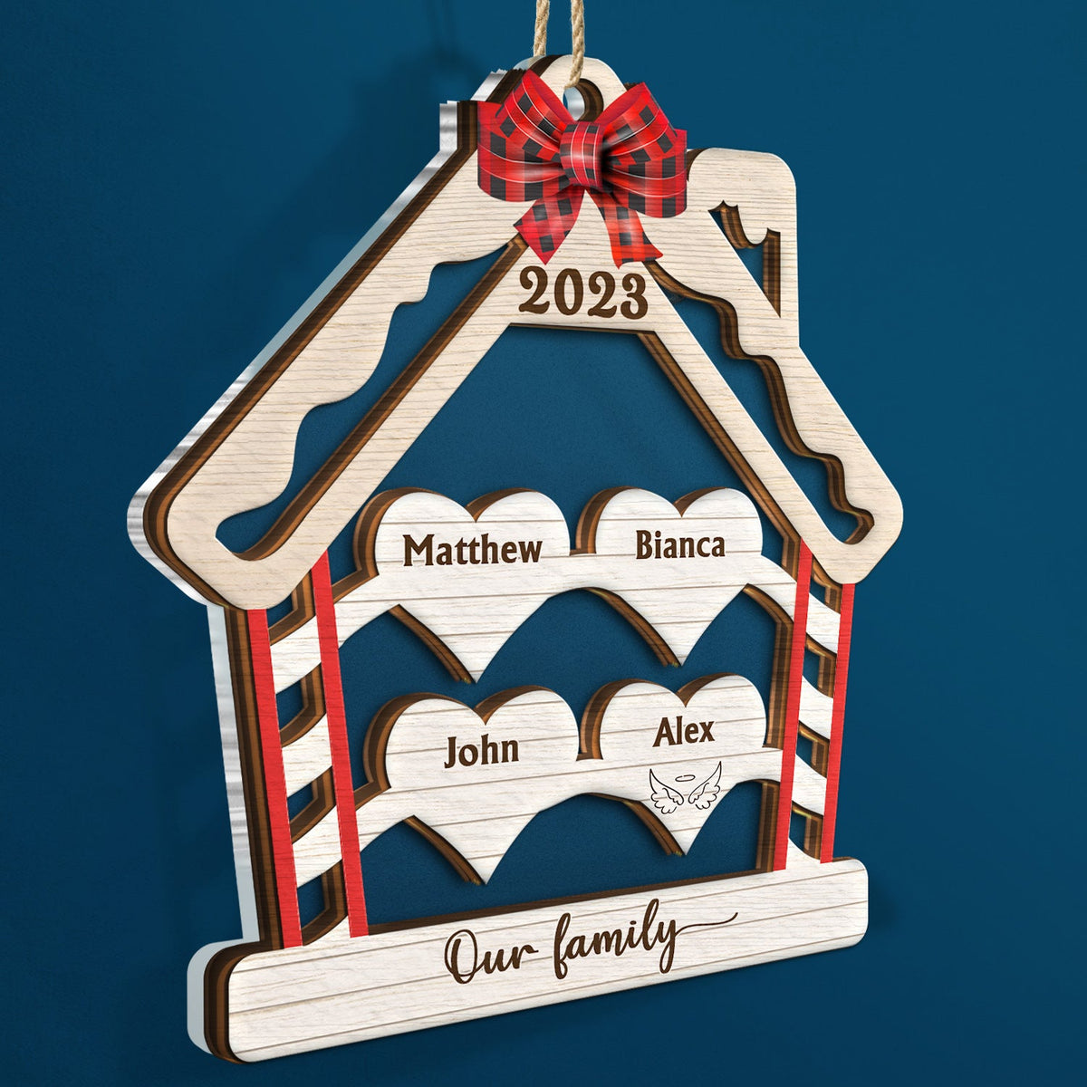 Wood Family - Christmas Gift For Family - Personalized 2-Layered Mix Ornament