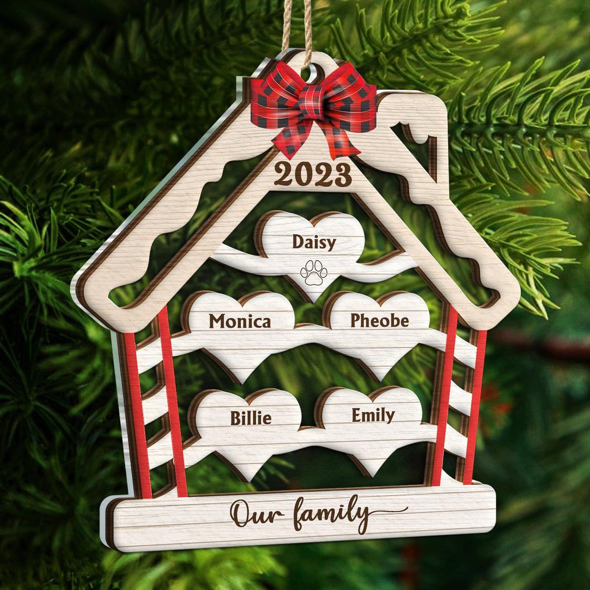Wood Family - Christmas Gift For Family - Personalized 2-Layered Mix Ornament
