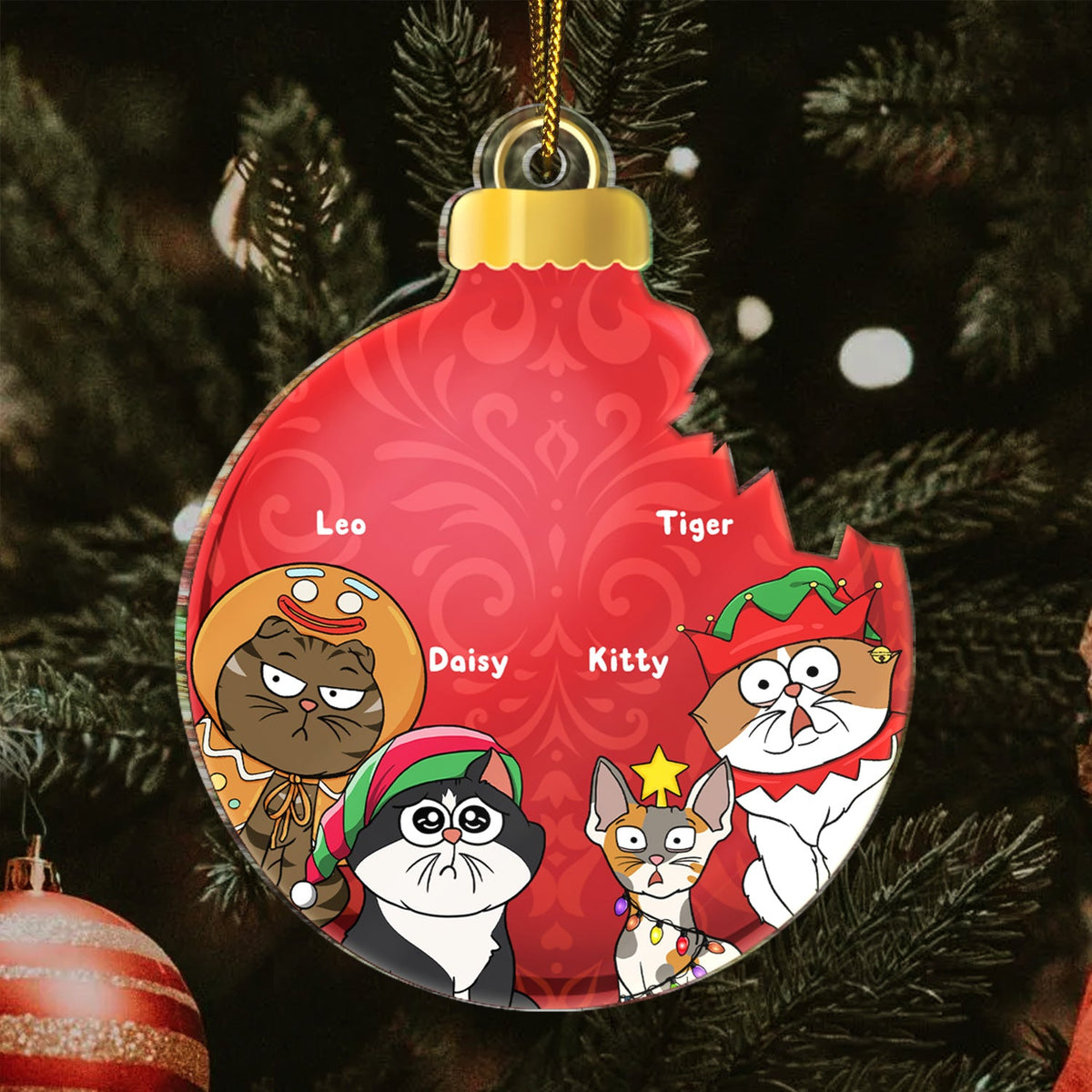 Broken Ornament Funny Cat - Christmas For Cat Lovers - Personalized Custom Shaped Acrylic Ornament
