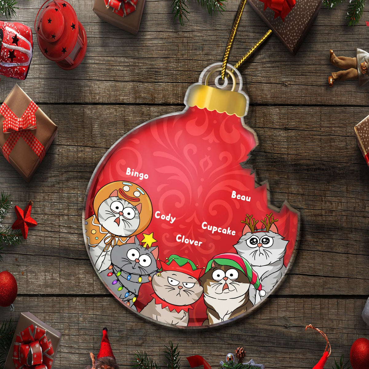 Broken Ornament Funny Cat - Christmas For Cat Lovers - Personalized Custom Shaped Acrylic Ornament