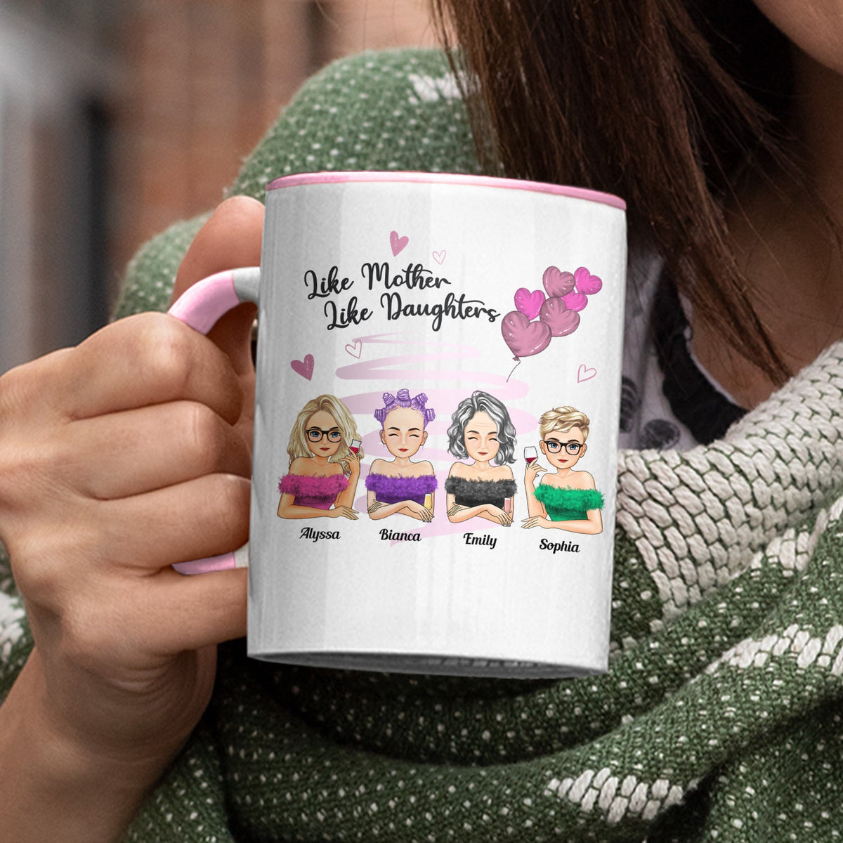 Like Mother Like Daughter - Gift For Mother - Personalized Accent Mug