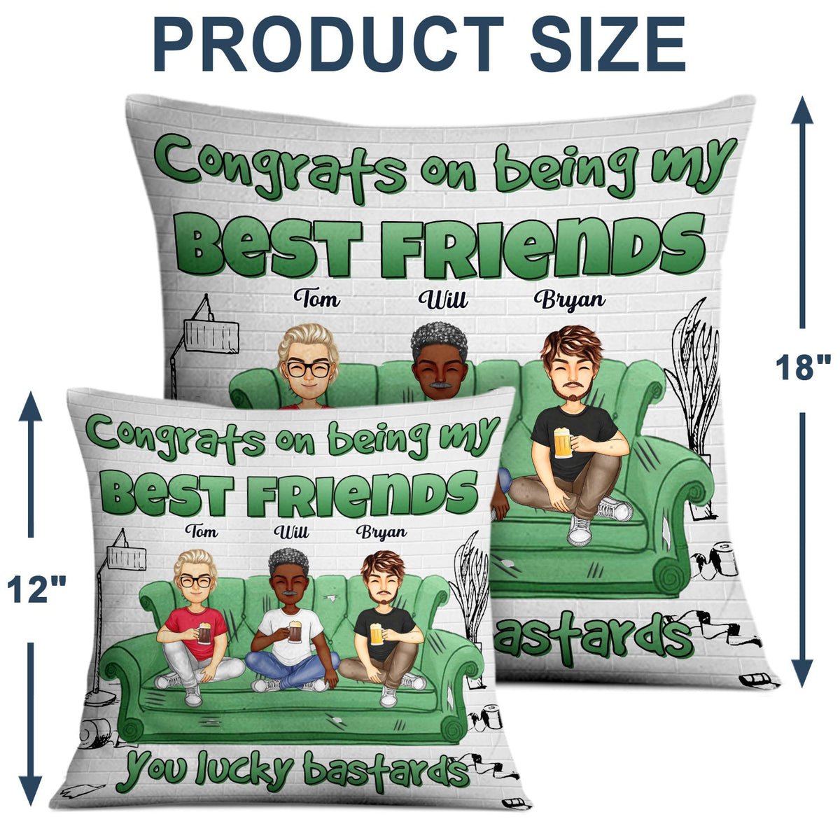 Congrats On Being My Besties - Gift For Best Friends - Personalized Pillow