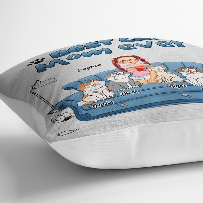 Best Cat Mom Ever - Gift For Cat Lovers - Personalized Pillow