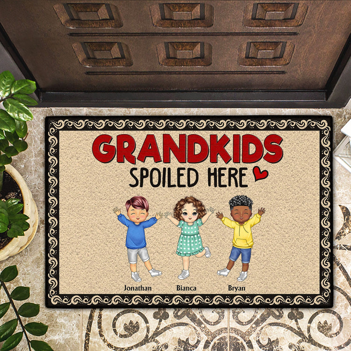 Grandkids Spoiled Here - Gift For Grandkids - Personalized Doormat