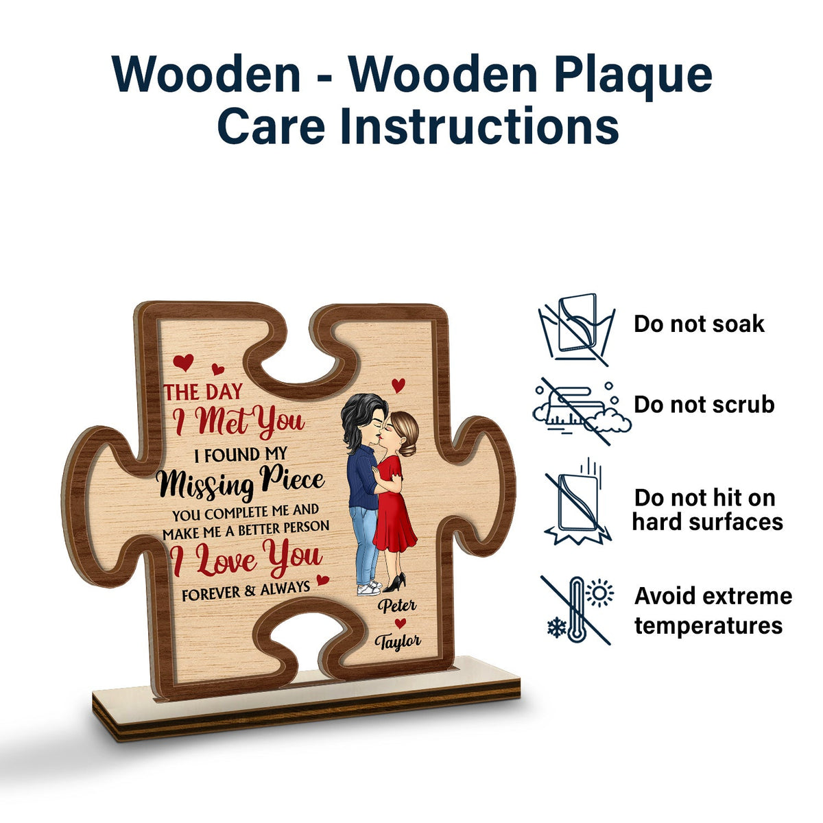 J'ai trouvé ma pièce manquante - Cadeau pour couple - Plaque en bois personnalisée à 2 couches 