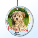 Custom Photo Forever Loved - Christmas Memorial Gift - Personalized Circle Ceramic Ornament