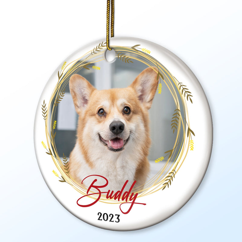 Photo personnalisée - Cadeau de Noël pour un être cher - Ornement en céramique rond personnalisé