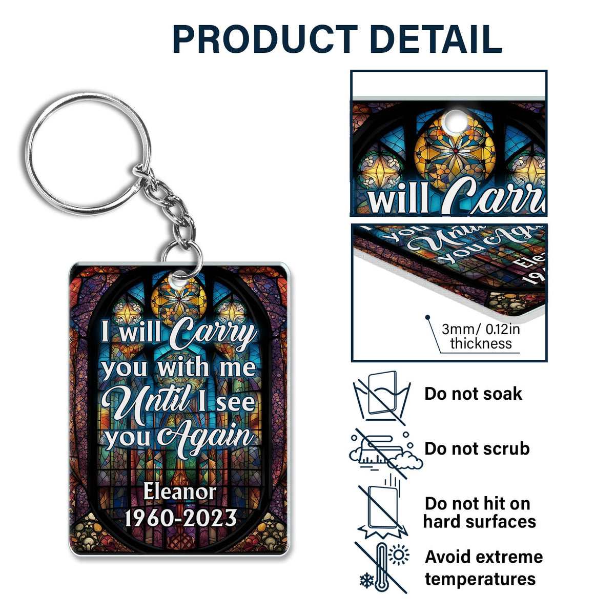 Custom Photo I Will Carry You With Me - Memorial Gift - Personalized Acrylic Keychain