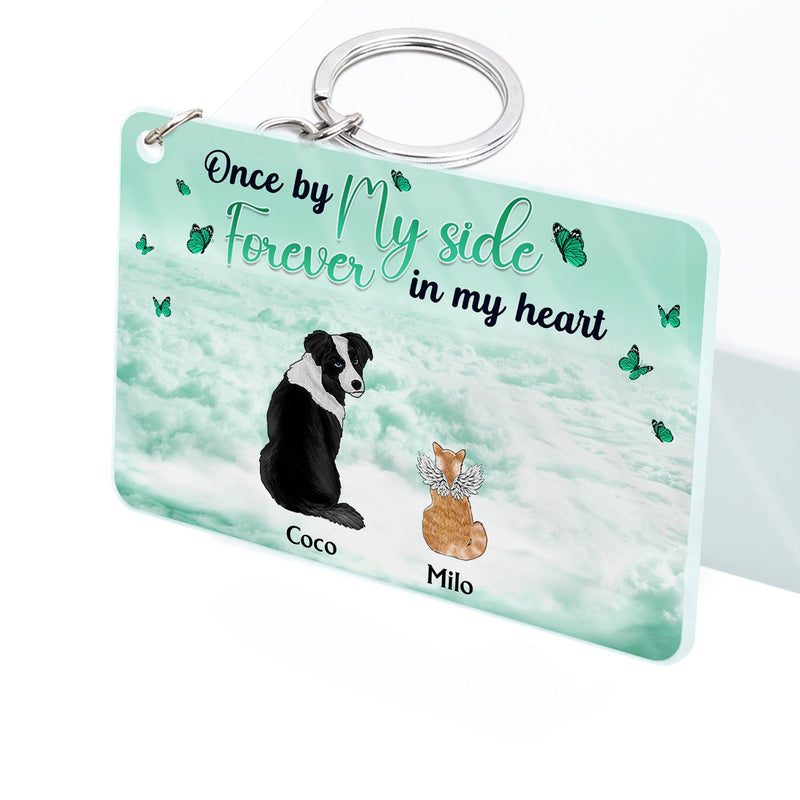 Une fois à mes côtés - Cadeau commémoratif pour les amoureux des animaux - Porte-clés personnalisé en acrylique