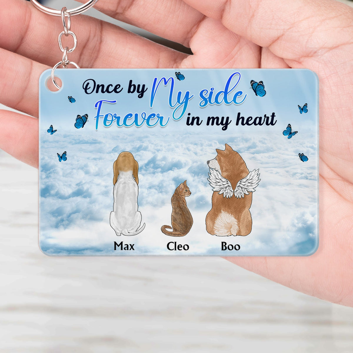 Une fois à mes côtés - Cadeau commémoratif pour les amoureux des animaux - Porte-clés personnalisé en acrylique