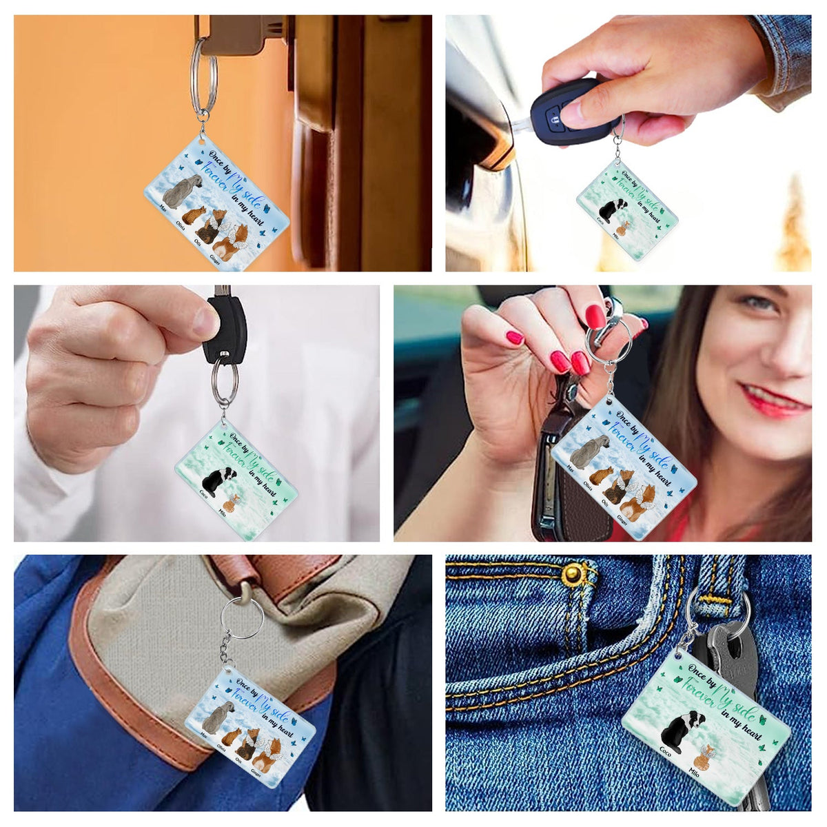 Une fois à mes côtés - Cadeau commémoratif pour les amoureux des animaux - Porte-clés personnalisé en acrylique