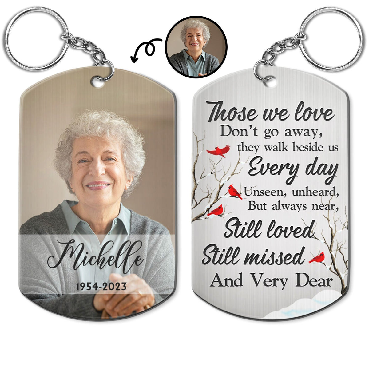 Custom Photo Those We Love Don't Go Away - Memorial Gift - Personalized Aluminum Keychain