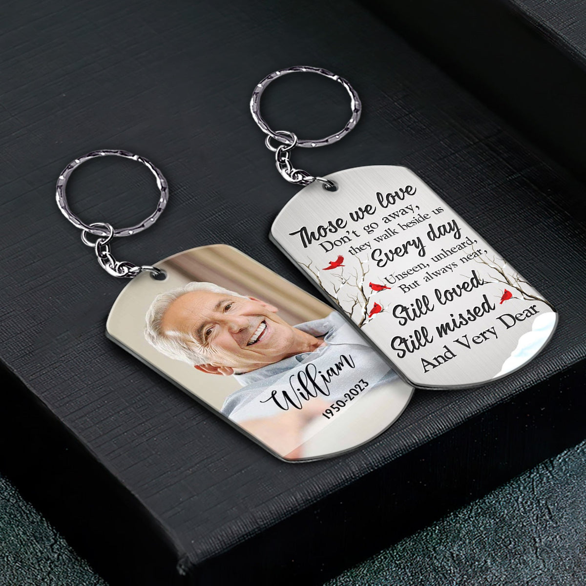 Custom Photo Those We Love Don't Go Away - Memorial Gift - Personalized Aluminum Keychain