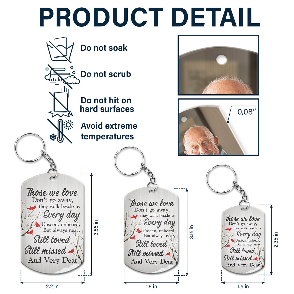 Custom Photo Those We Love Don't Go Away - Memorial Gift - Personalized Aluminum Keychain