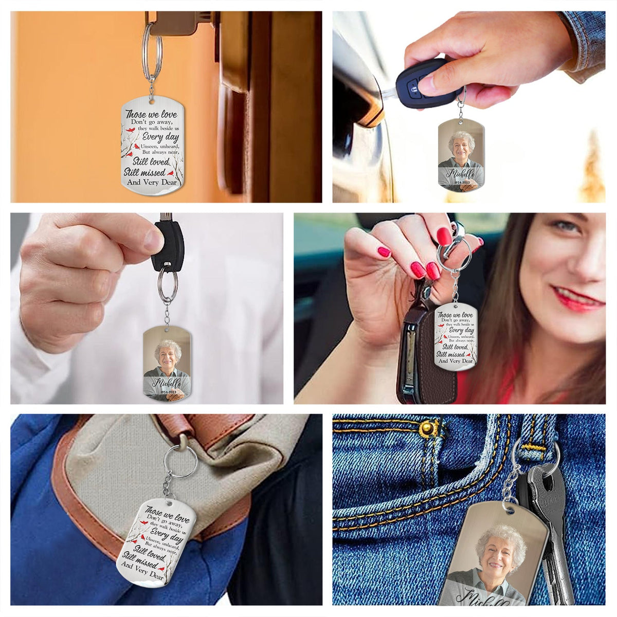 Custom Photo Those We Love Don't Go Away - Memorial Gift - Personalized Aluminum Keychain