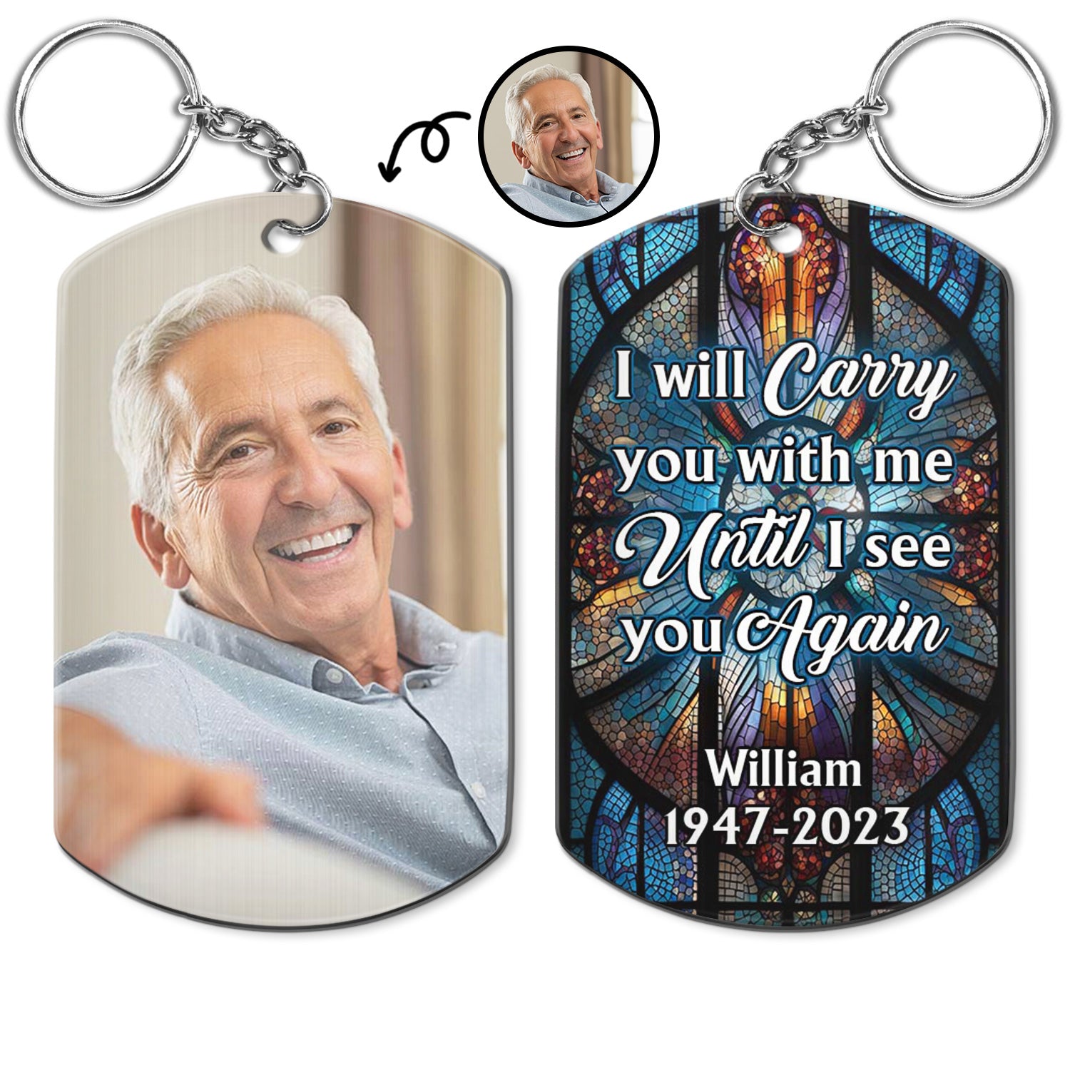 Custom Photo I Will Carry You With Me - Memorial Gift For Family - Personalized Aluminum Keychain