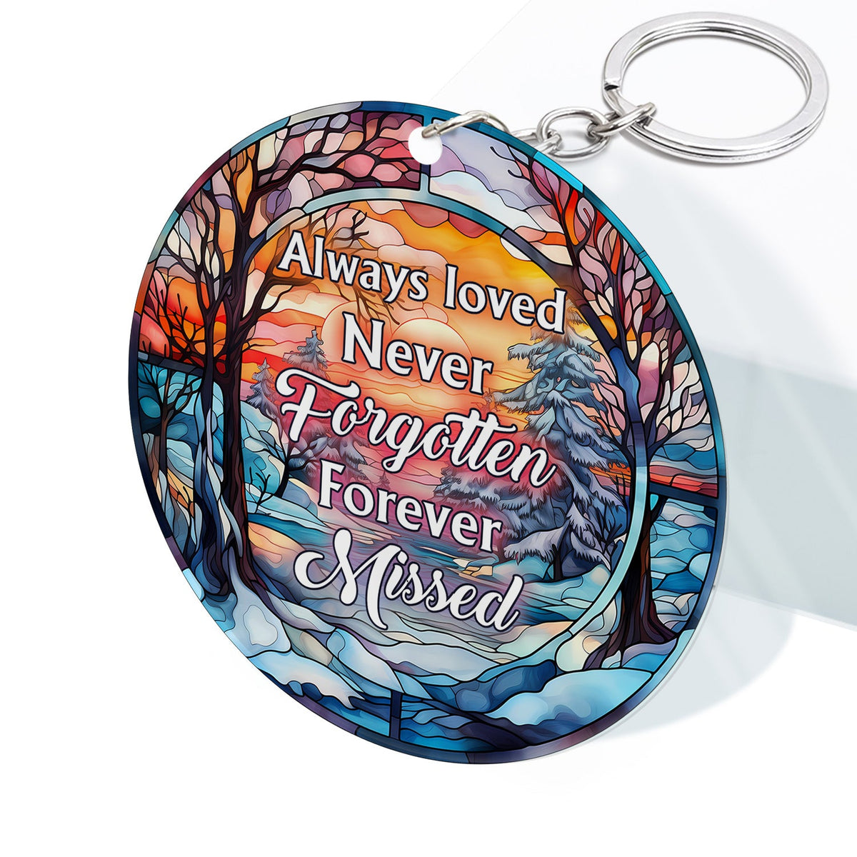 Custom Photo Always Loved Never Forgotten - Memorial Gift For Family - Personalized Acrylic Keychain