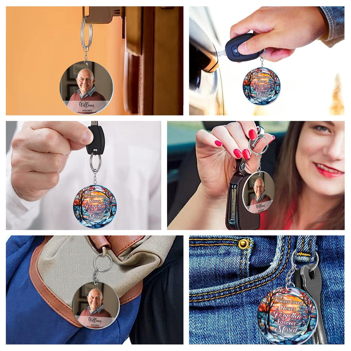 Custom Photo Always Loved Never Forgotten - Memorial Gift For Family - Personalized Acrylic Keychain