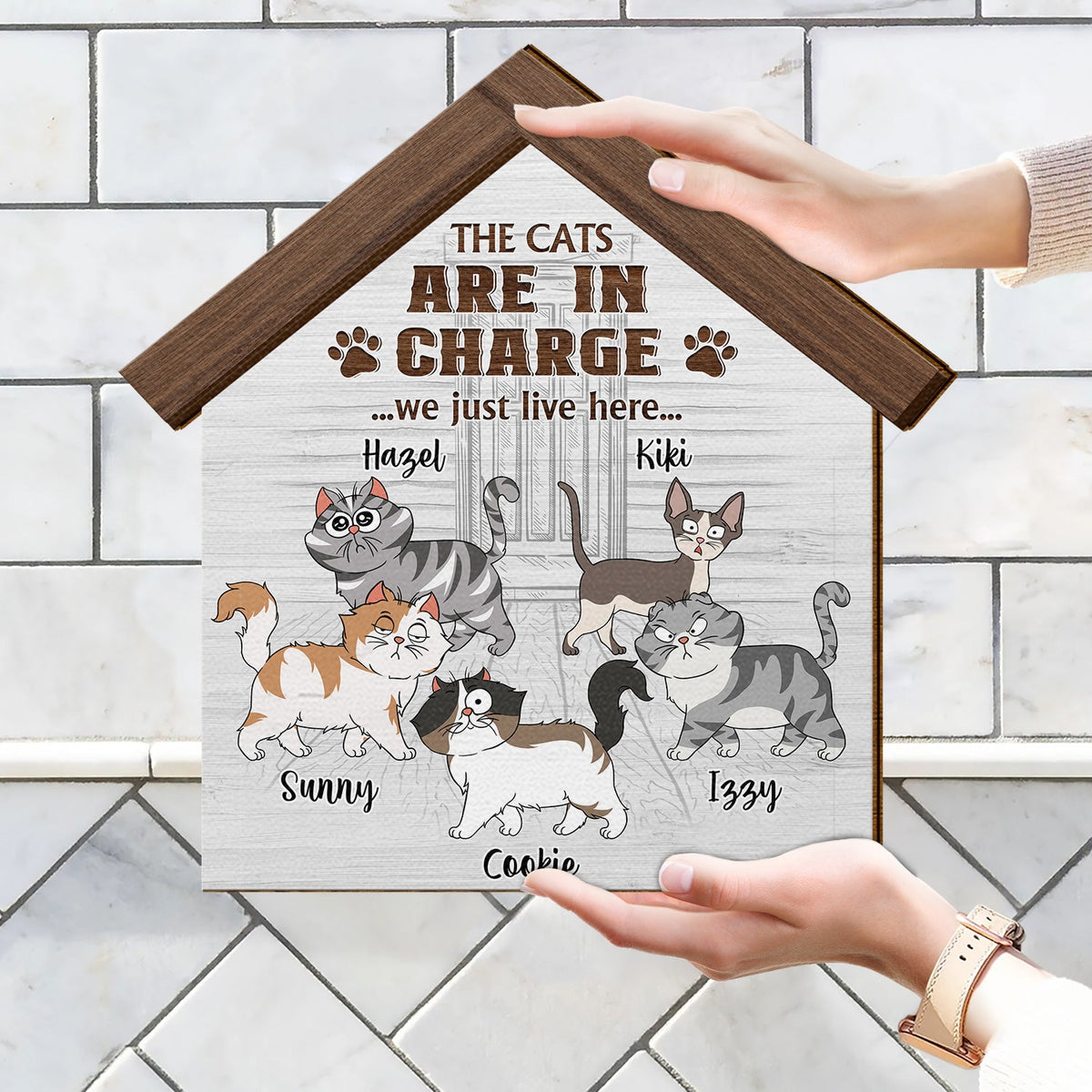 Les chats sont aux commandes - Cadeau pour les amoureux des chats - Panneau en bois personnalisé