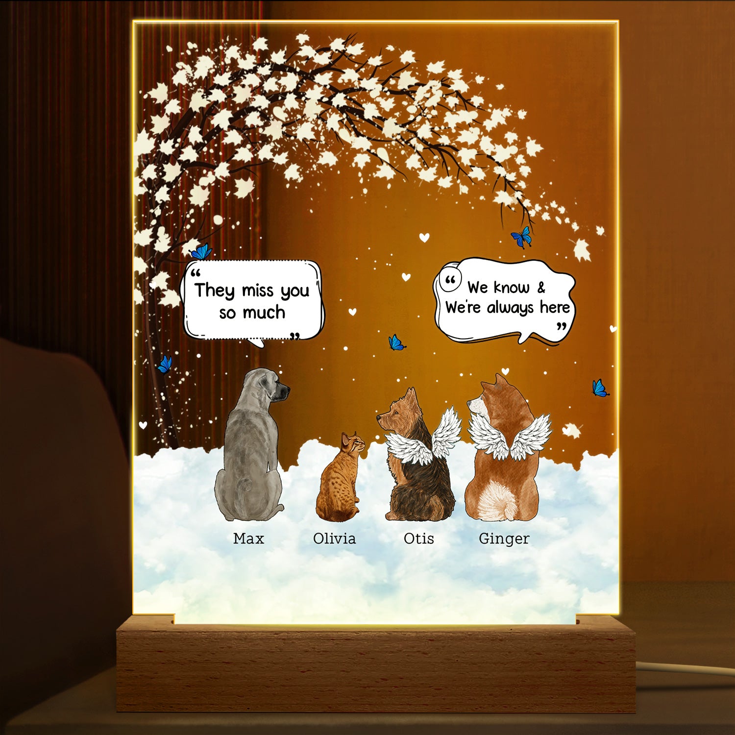 They Still Talk About You - Memorial Gift For Pet Lovers - Personalized 3D Led Light Wooden Base