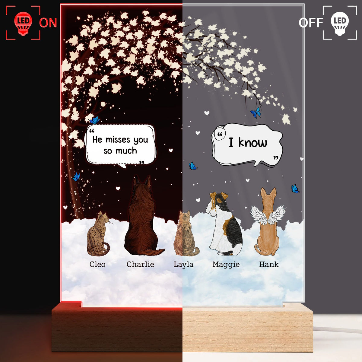They Still Talk About You - Memorial Gift For Pet Lovers - Personalized 3D Led Light Wooden Base