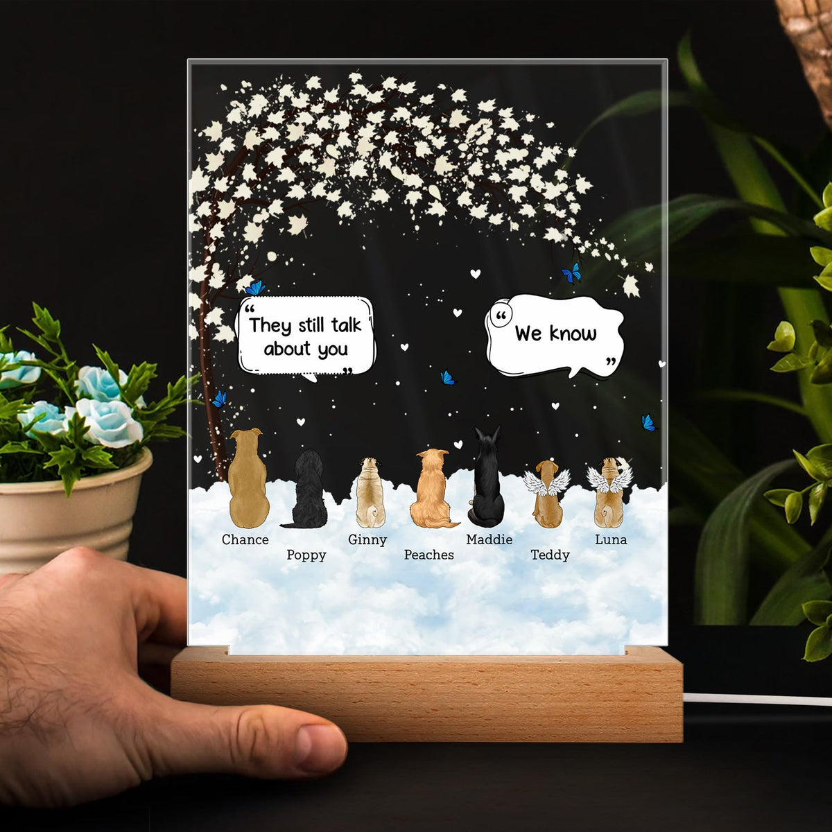 They Still Talk About You - Memorial Gift For Pet Lovers - Personalized 3D Led Light Wooden Base