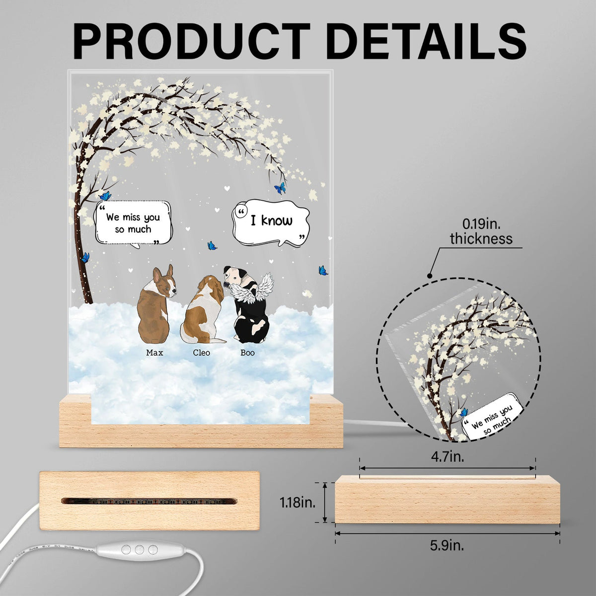 They Still Talk About You - Memorial Gift For Pet Lovers - Personalized 3D Led Light Wooden Base