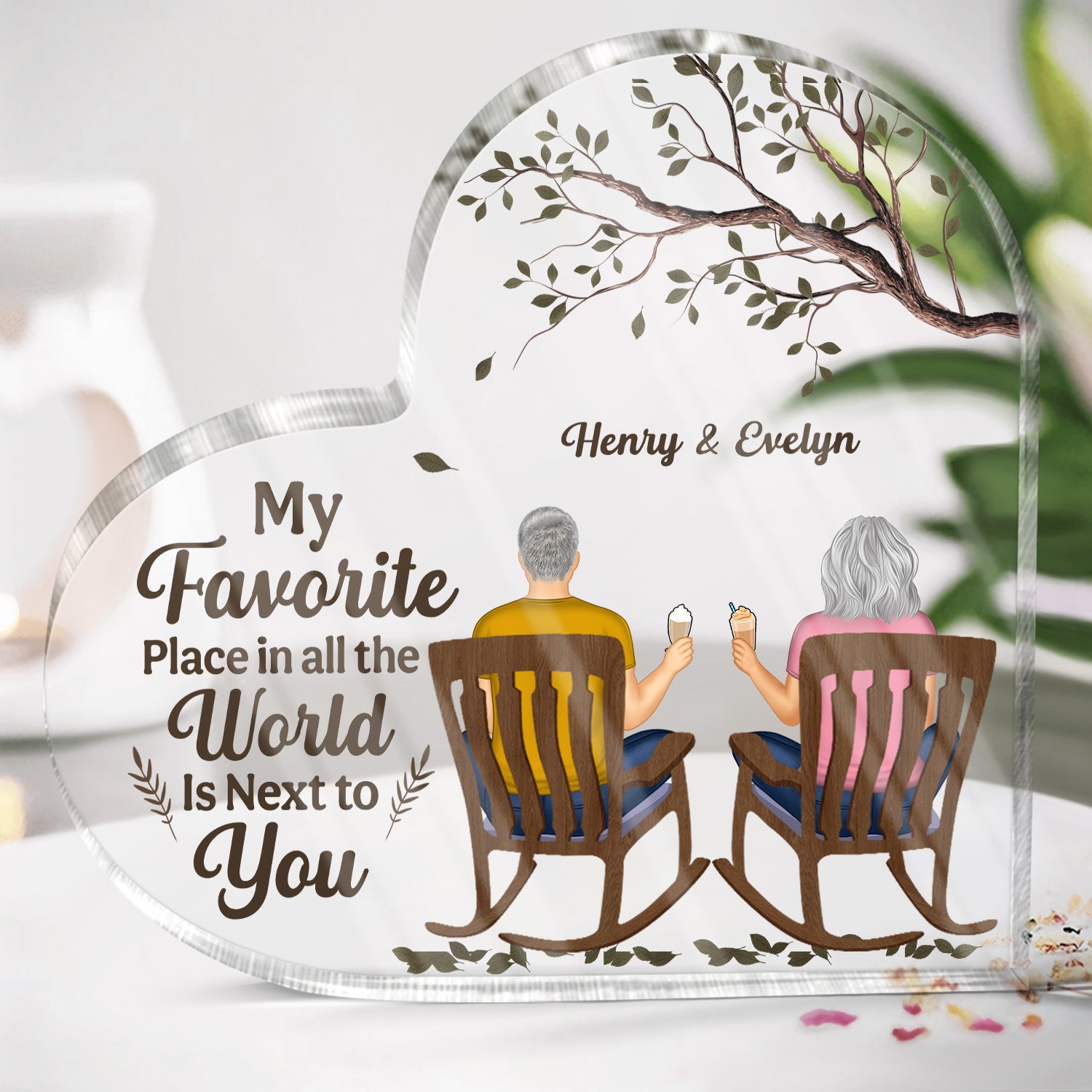 Next To You - Anniversary Gift For Couples - Personalized Heart Shaped Acrylic Plaque