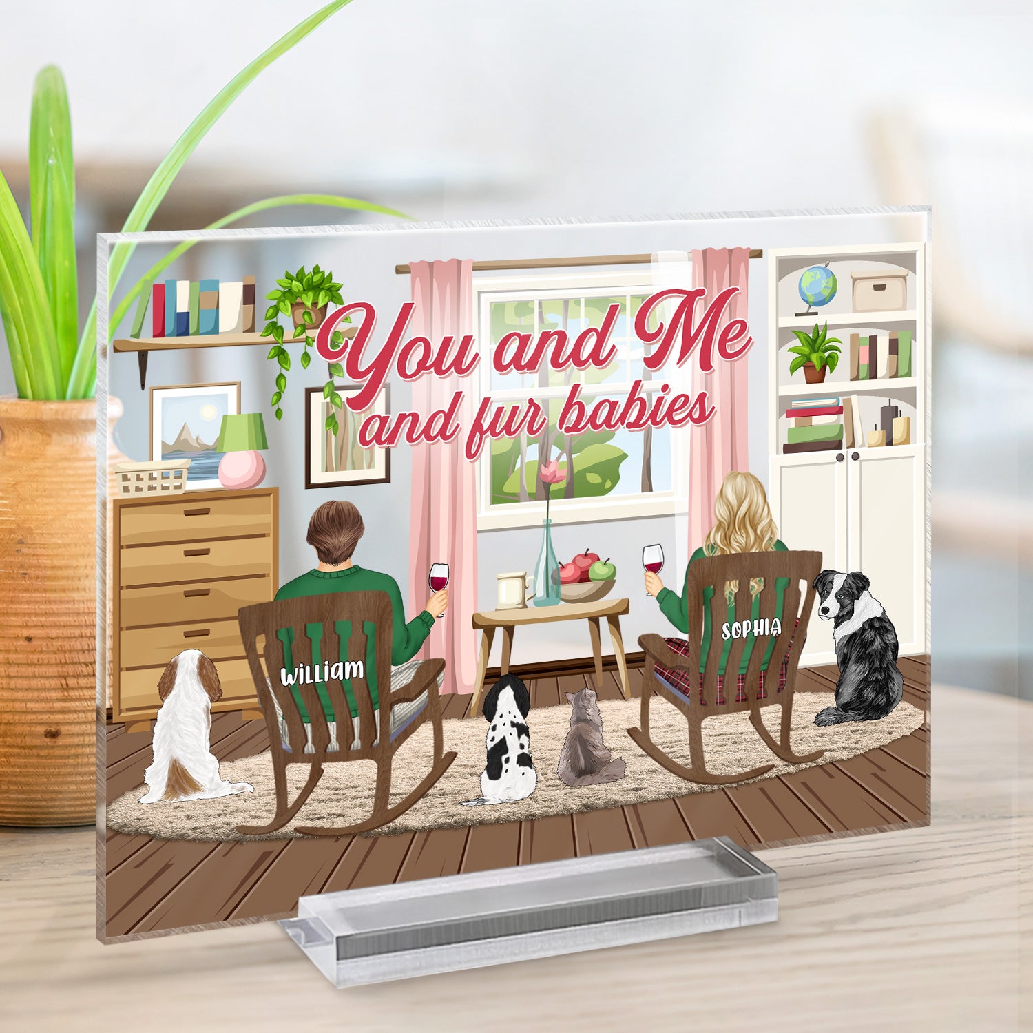 You And Me And The - Gift For Pet Couple - Personalized Horizontal Rectangle Acrylic Plaque