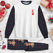 Custom Photo King Queen - Gift For Couples - Personalized Unisex Pajamas Set