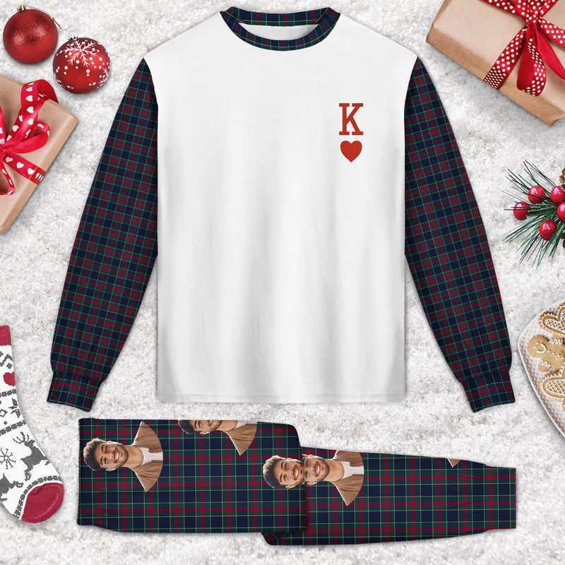 Custom Photo King Queen - Gift For Couples - Personalized Unisex Pajamas Set
