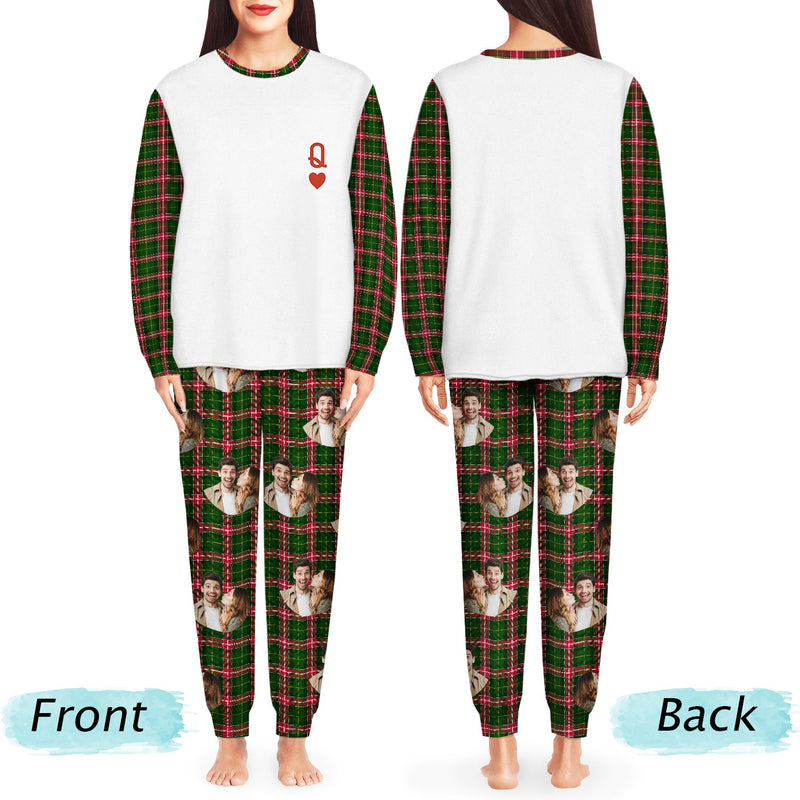 Custom Photo King Queen - Gift For Couples - Personalized Unisex Pajamas Set