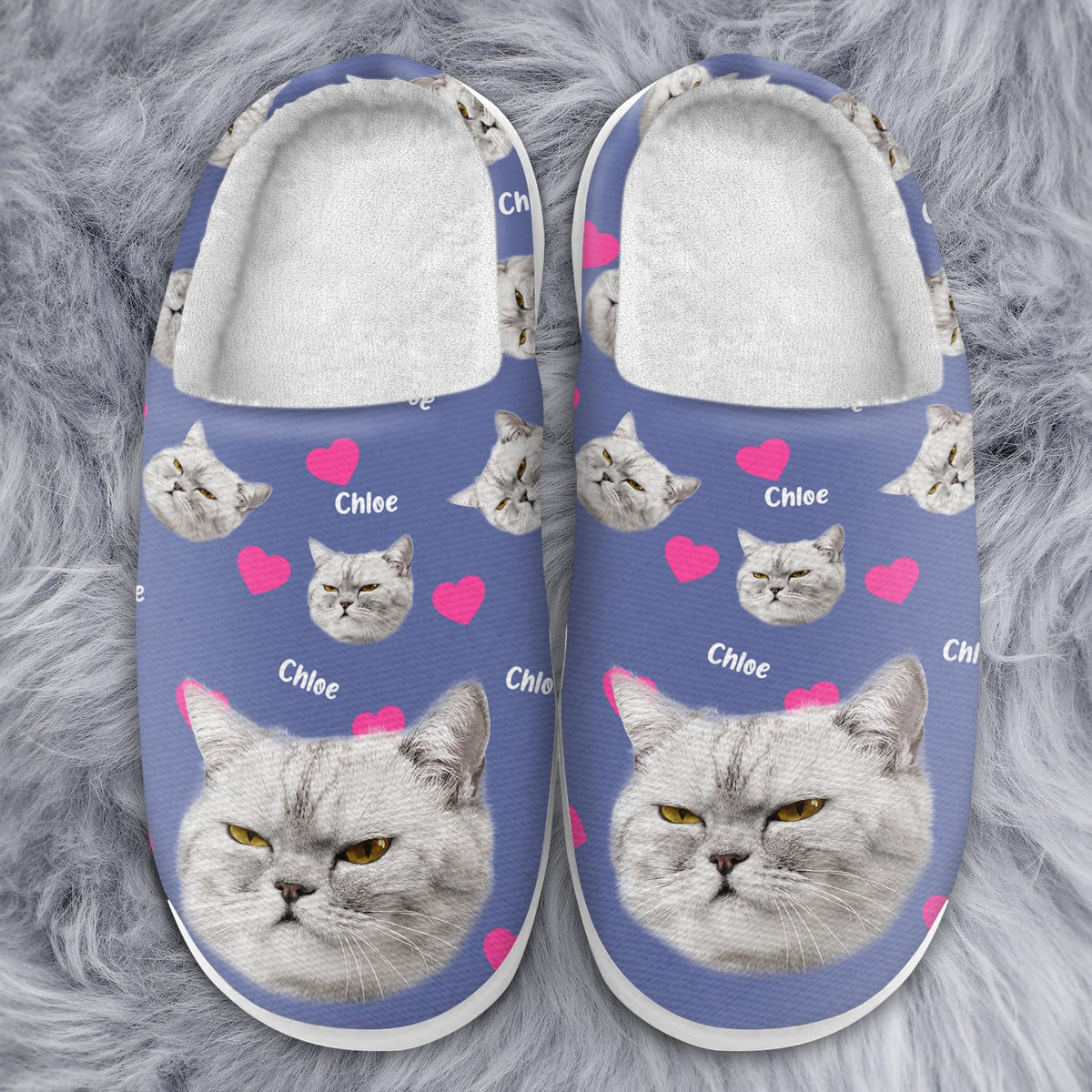 Custom Photo Cute Pattern - Gift For Pet Lovers - Personalized Fluffy Slippers