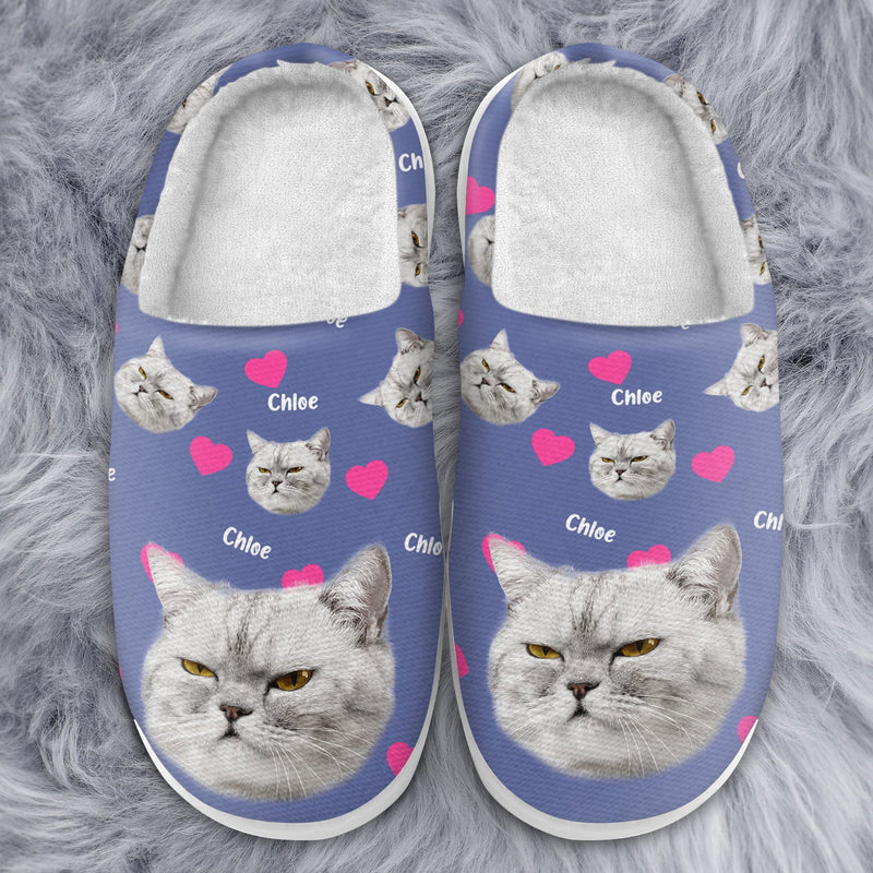 Custom Photo Cute Pattern - Gift For Pet Lovers - Personalized Fluffy Slippers
