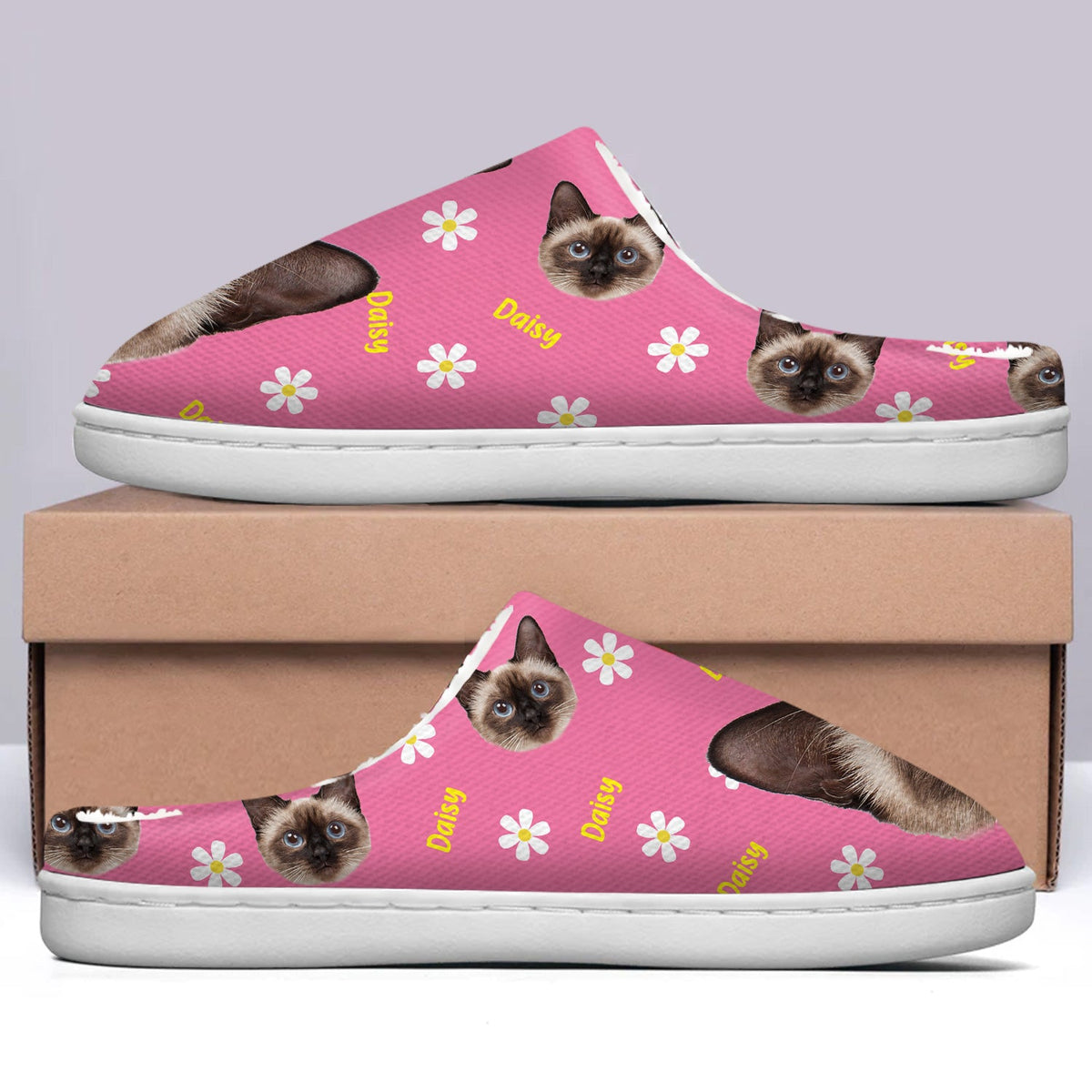 Custom Photo Cute Pattern - Gift For Pet Lovers - Personalized Fluffy Slippers