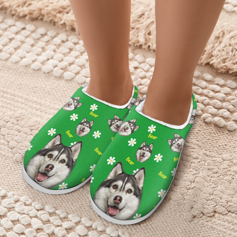 Custom Photo Cute Pattern - Gift For Pet Lovers - Personalized Fluffy Slippers