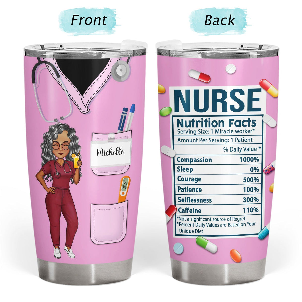 Nurse Nutrition Facts New Version - Gift For Nurses - Personalized Tumbler