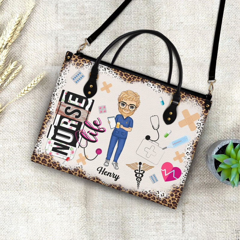 Nurse Life - Gift For Nurse - Personalized Leather Bag