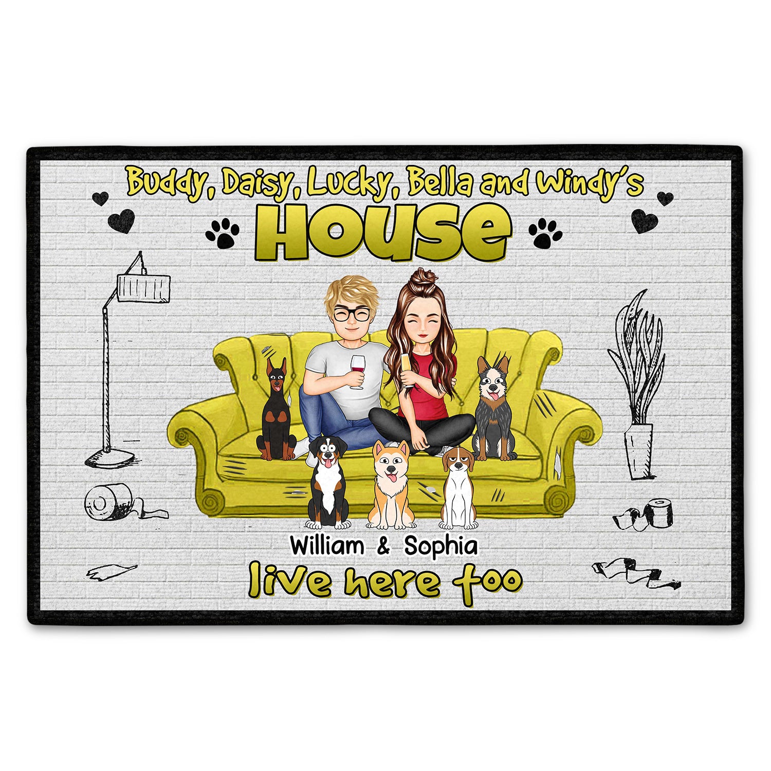 Live Here Too - Gift For Pet Lovers - Personalized Doormat