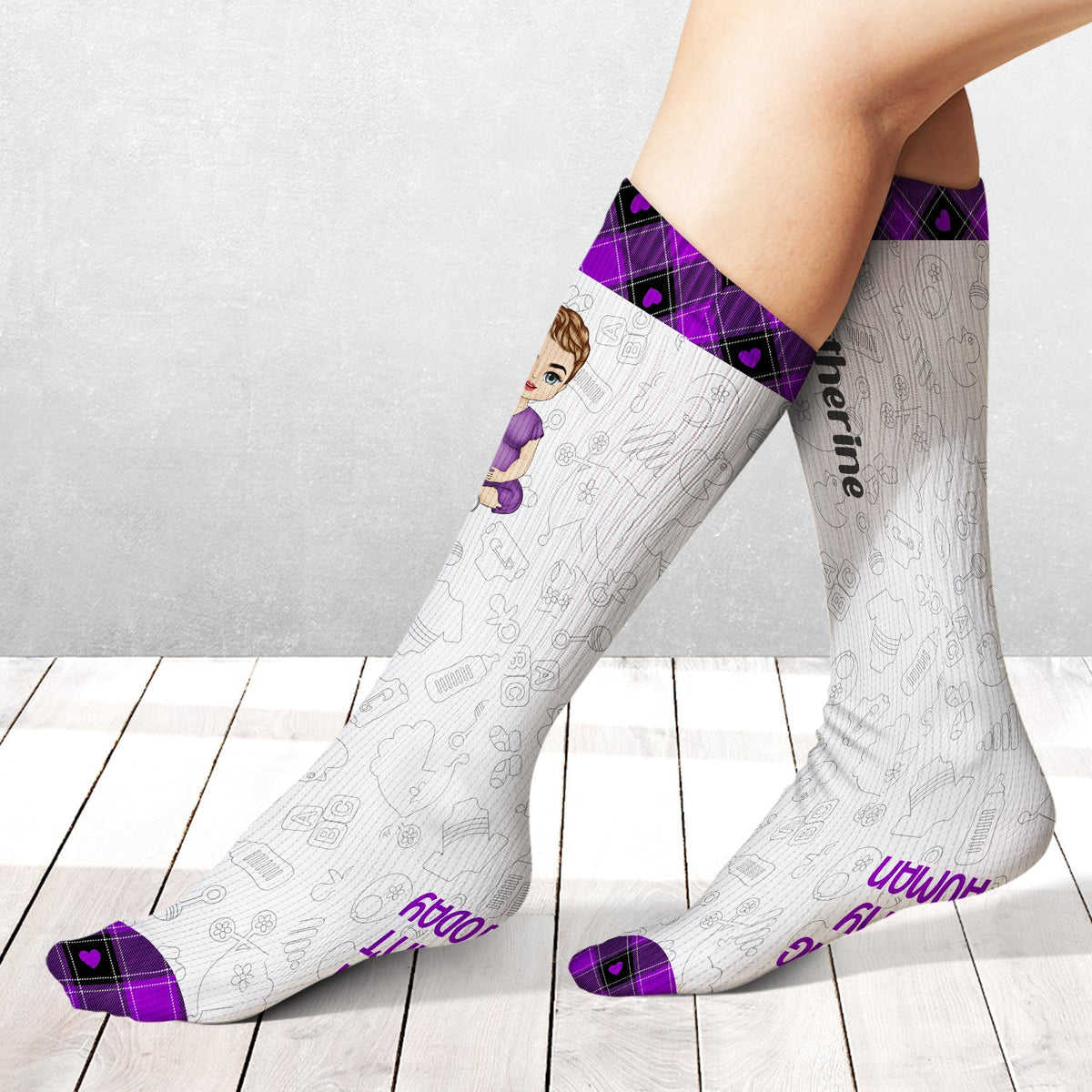 Growing A Tiny Human - Pregnancy Gift, New Mom Gifts, Mom Socks, Expecting Mom, Baby Shower Gift - Personalized Socks