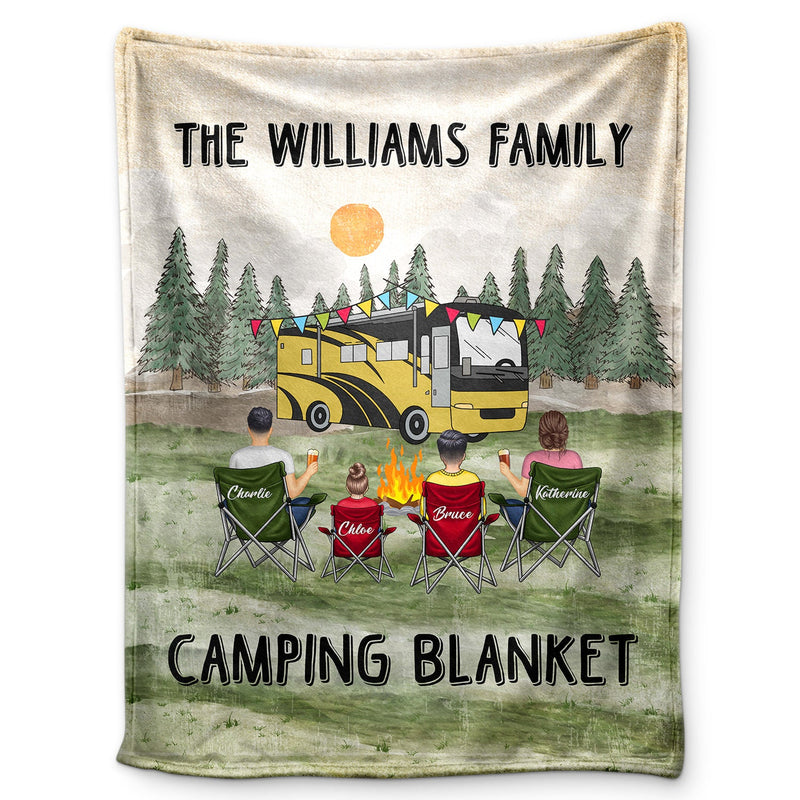 Family Camping Blanket - Gift For Camping Lovers - Personalized Fleece Blanket, Sherpa Blanket